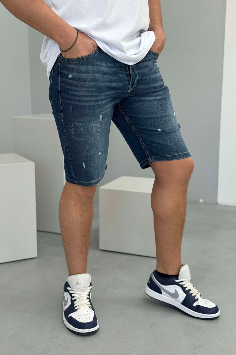 SCRATCHES SEMI ELASTIC MEN SHORT PANTS BLUE/BLU - 1