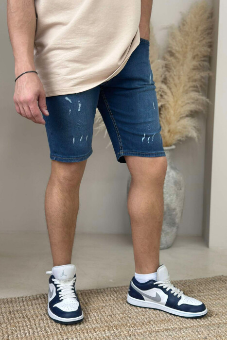 XHINSE TË SHKURTRA ME GËRVISHTJE PËR MESHKUJ NË NGJYRËN BLU - KLAUDIO FASHION