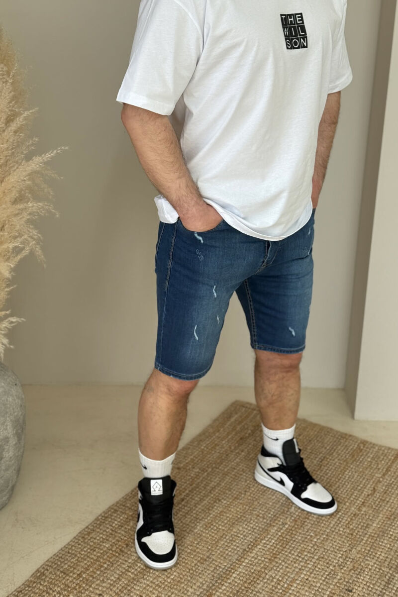 SCRATCHES SIMPLE MEN SHORT PANTS BLUE/BLU - 2