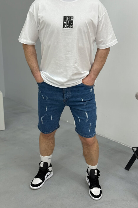 SCRATCHES SIMPLE MEN SHORT PANTS BLUE/BLU - 2