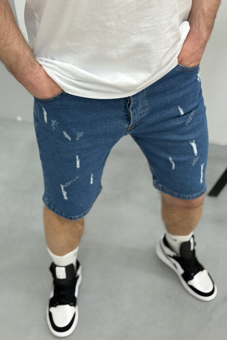 SCRATCHES SIMPLE MEN SHORT PANTS BLUE/BLU - 3