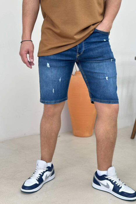 XHINSE TË SHKURTRA ME GËRVISHTJE PËR MESHKUJ NË NGJYRËN BLU E ERRËT - KLAUDIO FASHION