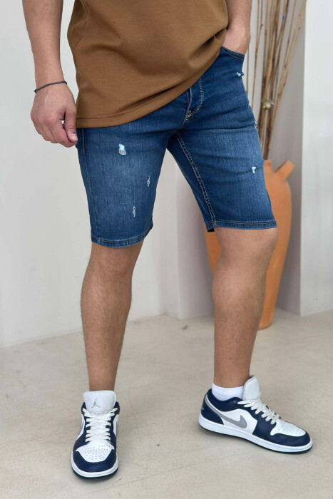 SCRATCHES SIMPLE MEN SHORT PANTS DARK BLUE/BEE - 3