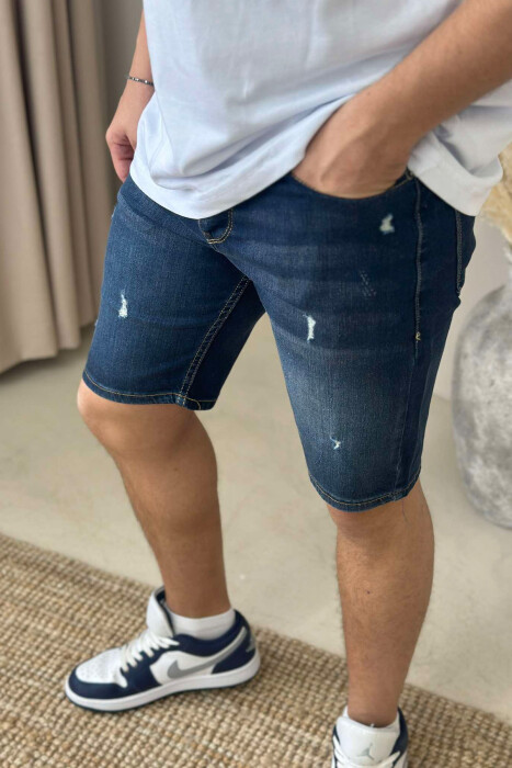 SCRATCHES SIMPLE MEN SHORT PANTS DARK BLUE/BEE - 3