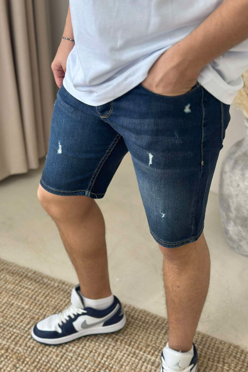 SCRATCHES SIMPLE MEN SHORT PANTS DARK BLUE/BEE - 3