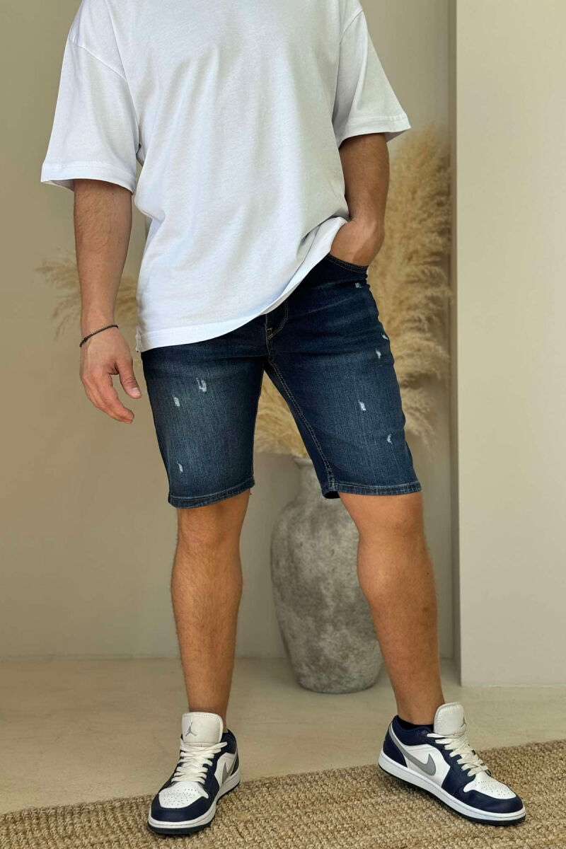 SCRATCHES SIMPLE MEN SHORT PANTS DARK BLUE/BEE - 2