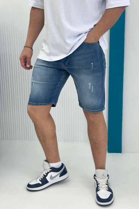 SCRATCHES SIMPLE MEN SHORT PANTS LIGHTBLUE/BZ - KLAUDIO FASHION