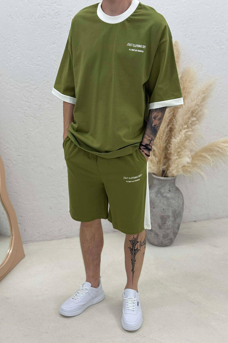 SET T-SHIRT ME SHKRIME + TUTA TE SHKURTRA PER MESHKUJ NE NGJYRE ULLI - 2