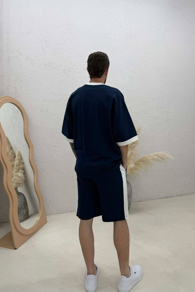 SET T-SHIRT ME SHKRIME + TUTA TE SHKURTRA PER MESHKUJ NE NGJYRE BLU - 4