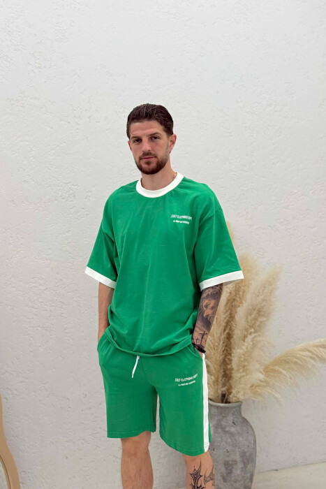 SET T-SHIRT ME SHKRIME + TUTA TE SHKURTRA PER MESHKUJ NE NGJYRE GRI TE ZBARDHUR - 3