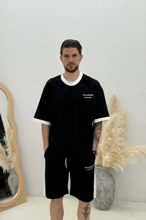 SET T-SHIRT ME SHKRIME + TUTA TE SHKURTRA PER MESHKUJ NE NGJYRE TE ZEZE - 3