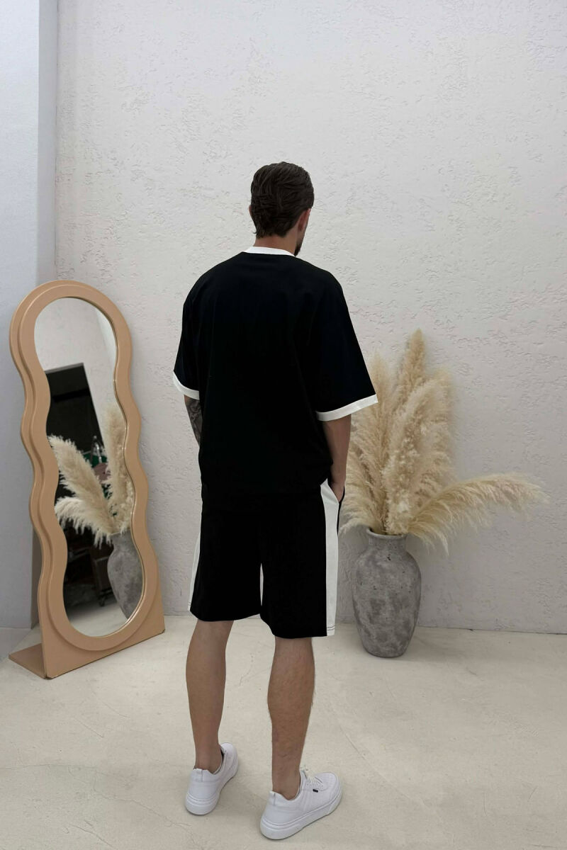 SET T-SHIRT ME SHKRIME + TUTA TE SHKURTRA PER MESHKUJ NE NGJYRE TE ZEZE - 4