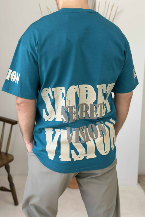 SECRET WRITTING MEN T-SHIRT BLUE STONE/GK - 4