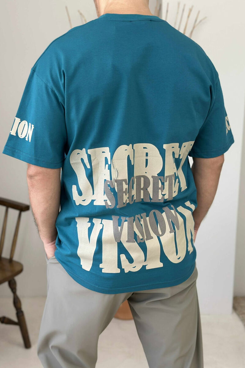 SECRET WRITTING MEN T-SHIRT BLUE STONE/GK - 4