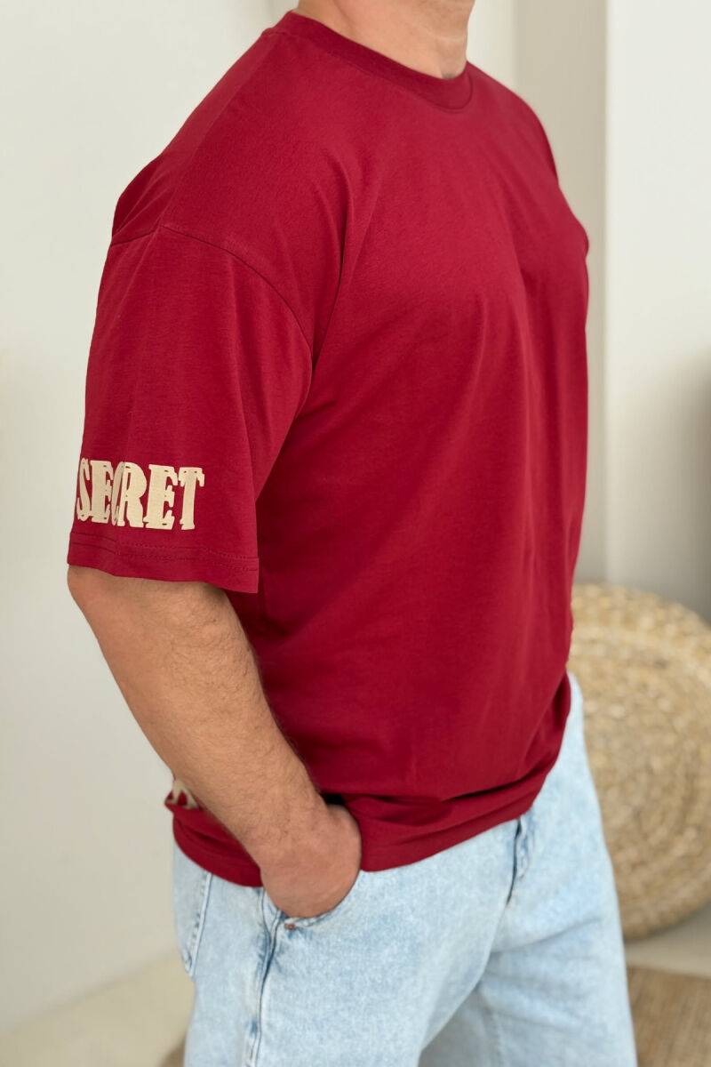 SECRET WRITTING MEN T-SHIRT BURGUNDY/VISHNJE - 2