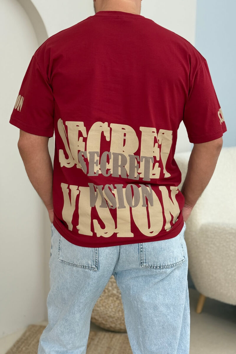 SECRET WRITTING MEN T-SHIRT BURGUNDY/VISHNJE - 3