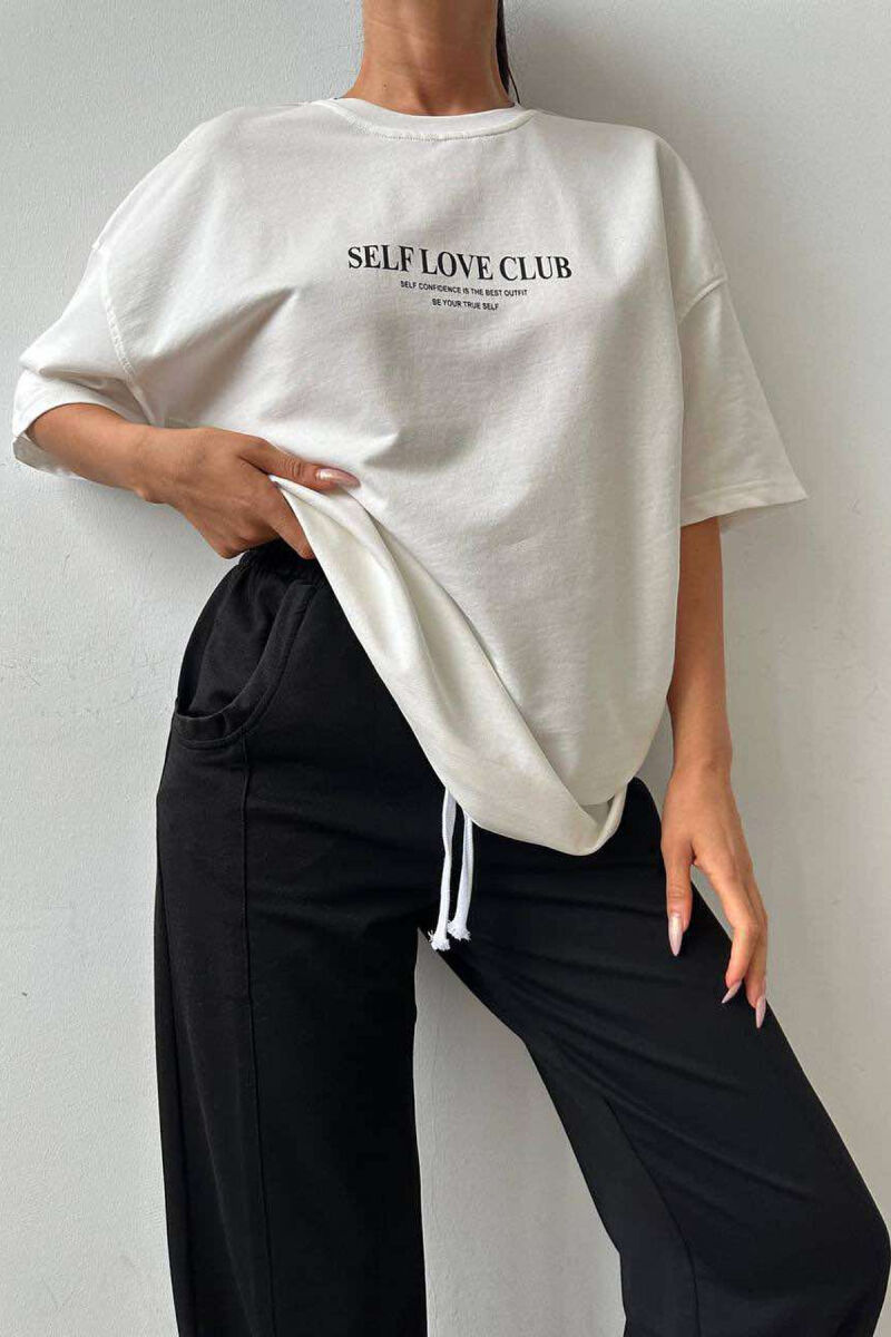 SELF LOVE CLUB COTTON WOMAN SET WHITE-BLACK/BAZE - 4