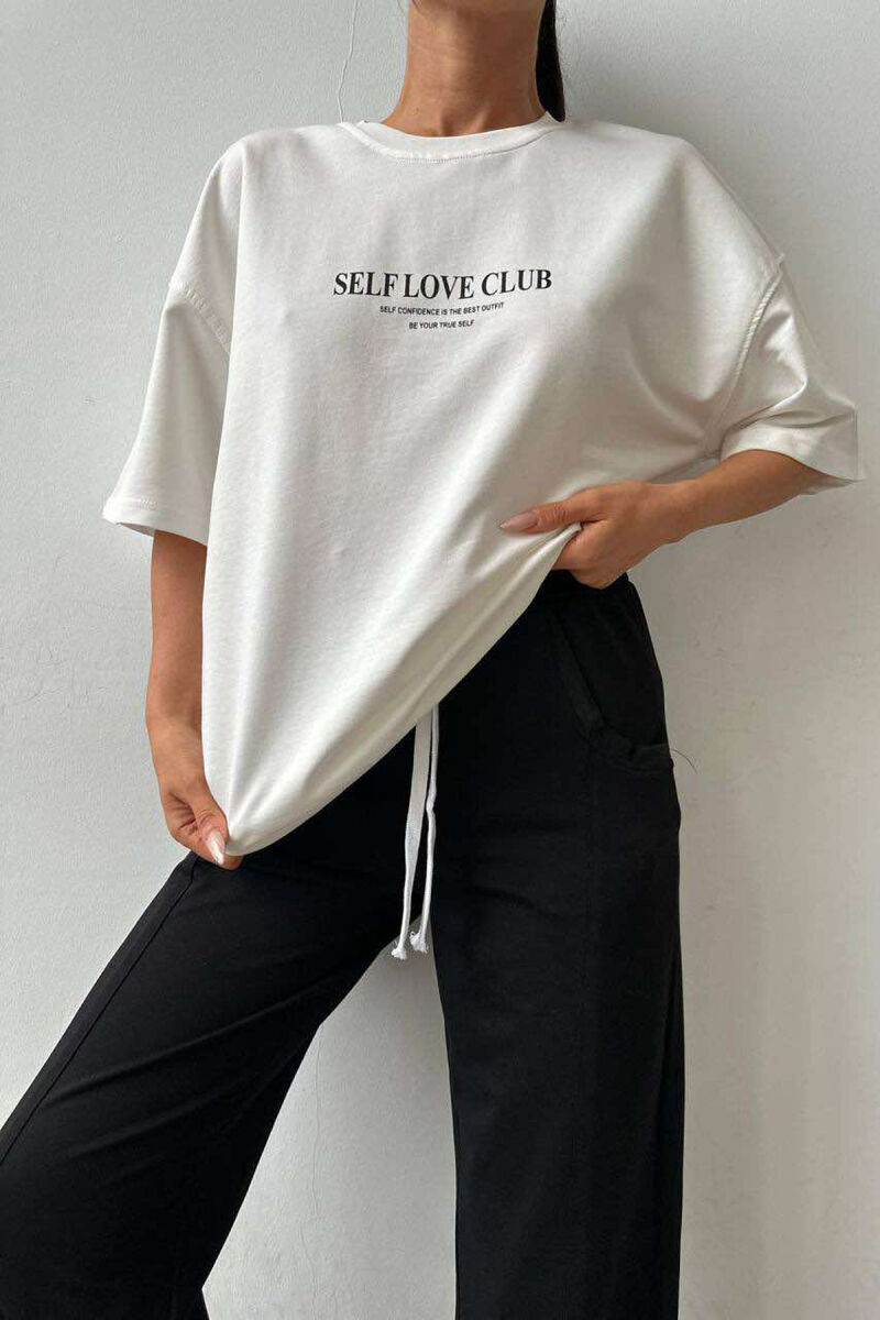 SELF LOVE CLUB COTTON WOMAN SET WHITE-BLACK/BAZE - 8