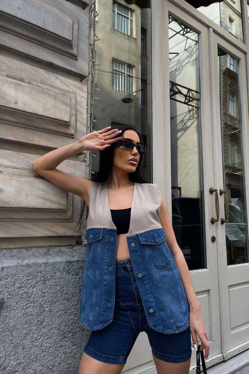 SEMI DENIM SIMPLE WOMEN VEST BEIGE/BEZHE - 1