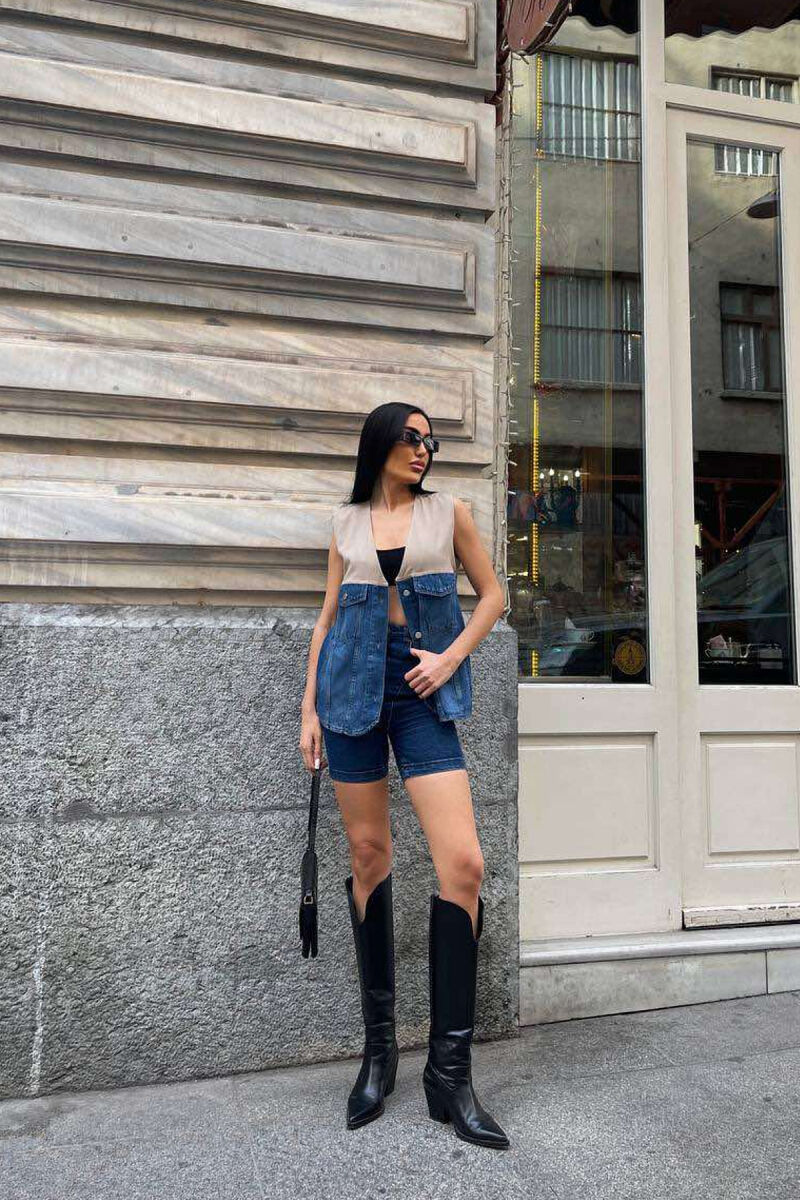 SEMI DENIM SIMPLE WOMEN VEST BEIGE/BEZHE - 5