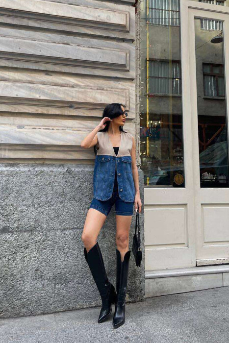 SEMI DENIM SIMPLE WOMEN VEST BEIGE/BEZHE - 6
