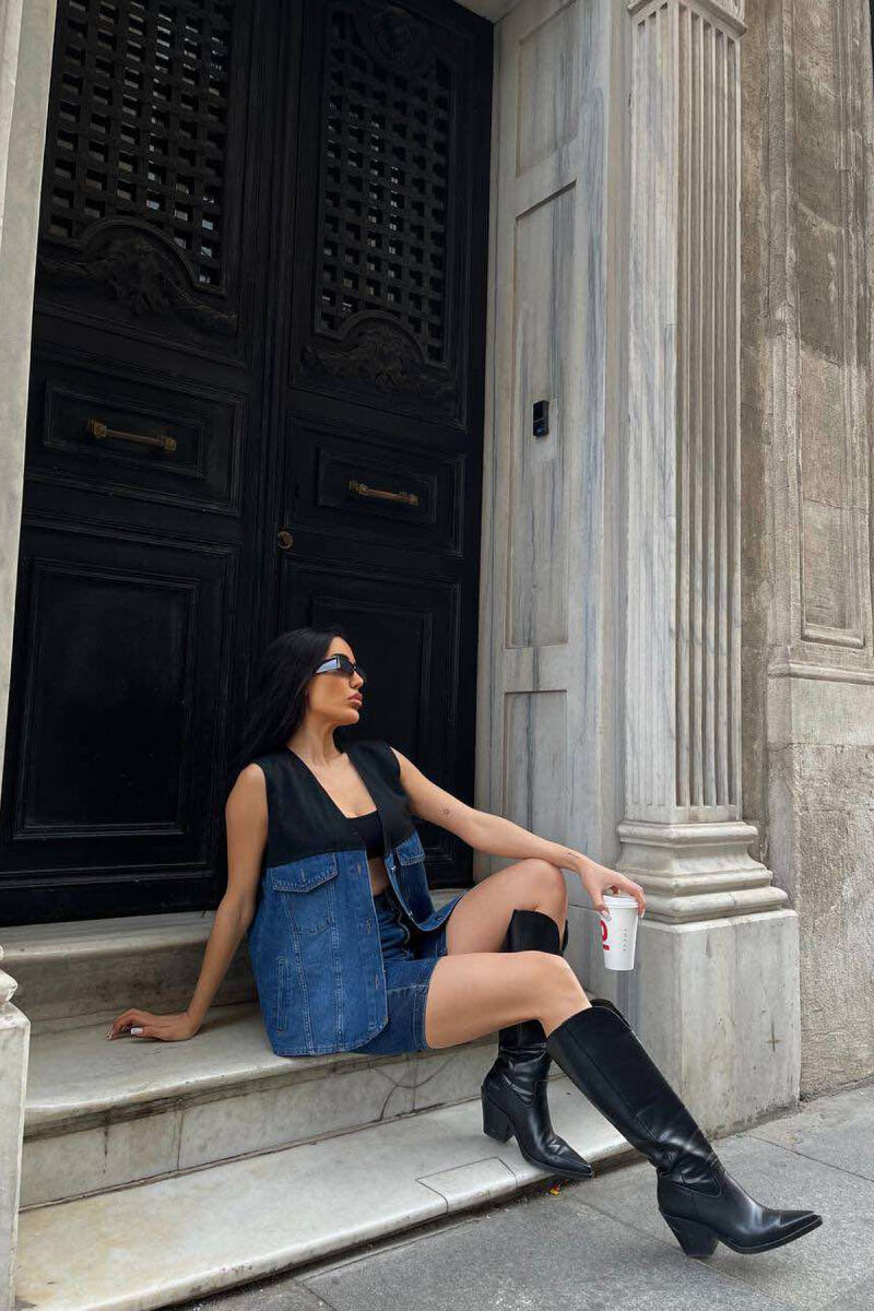 SEMI DENIM SIMPLE WOMEN VEST BLACK/ E ZEZE - 2