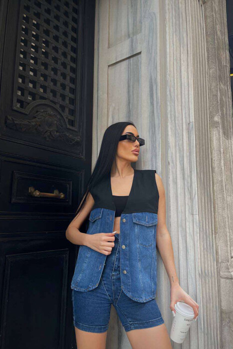 SEMI DENIM SIMPLE WOMEN VEST BLACK/ E ZEZE 