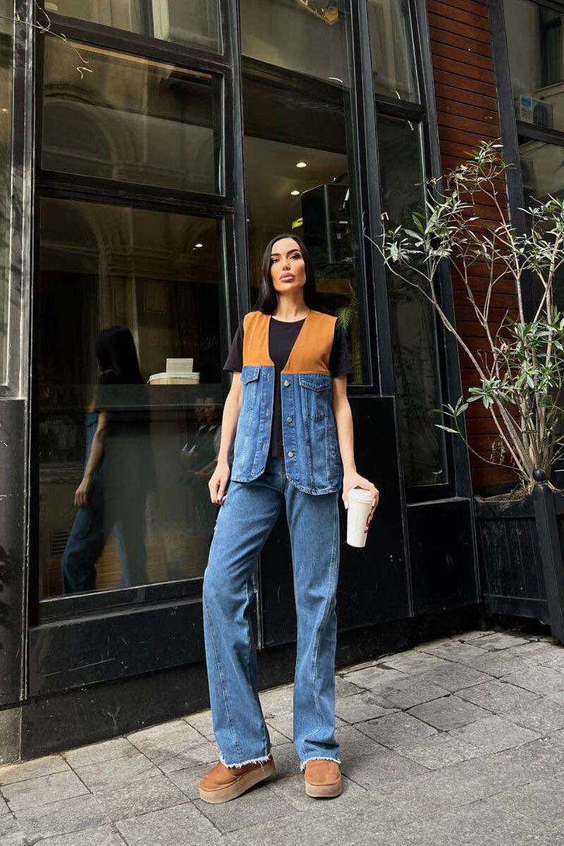 SEMI DENIM SIMPLE WOMEN VEST BROWN/KAFE - 2