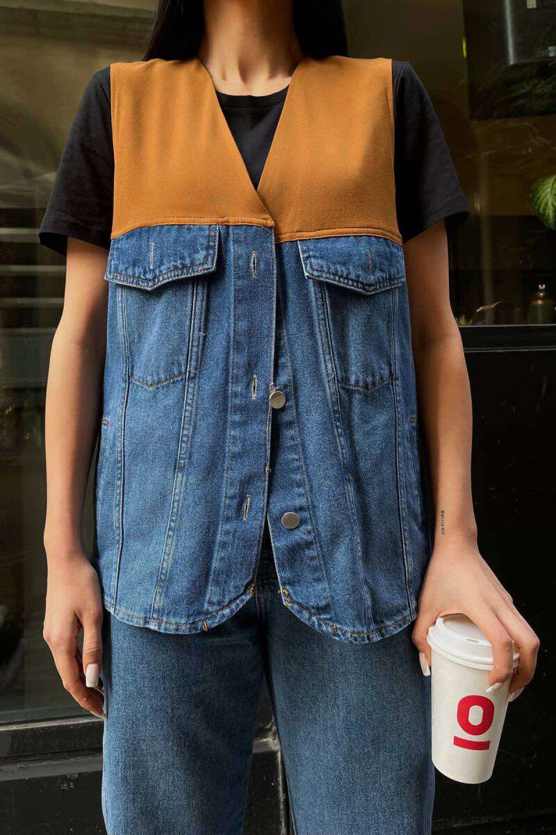 SEMI DENIM SIMPLE WOMEN VEST BROWN/KAFE - 3