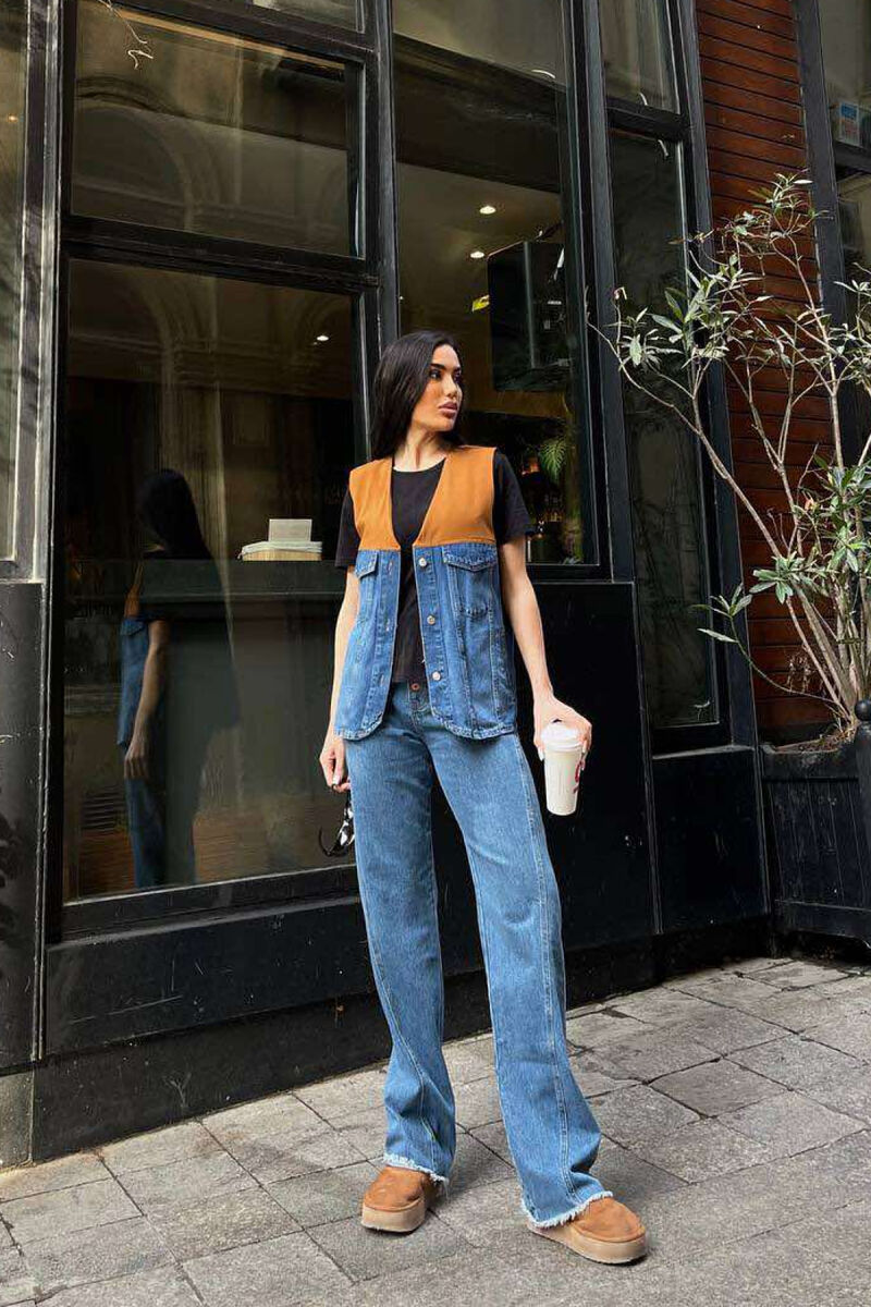 SEMI DENIM SIMPLE WOMEN VEST BROWN/KAFE - 4