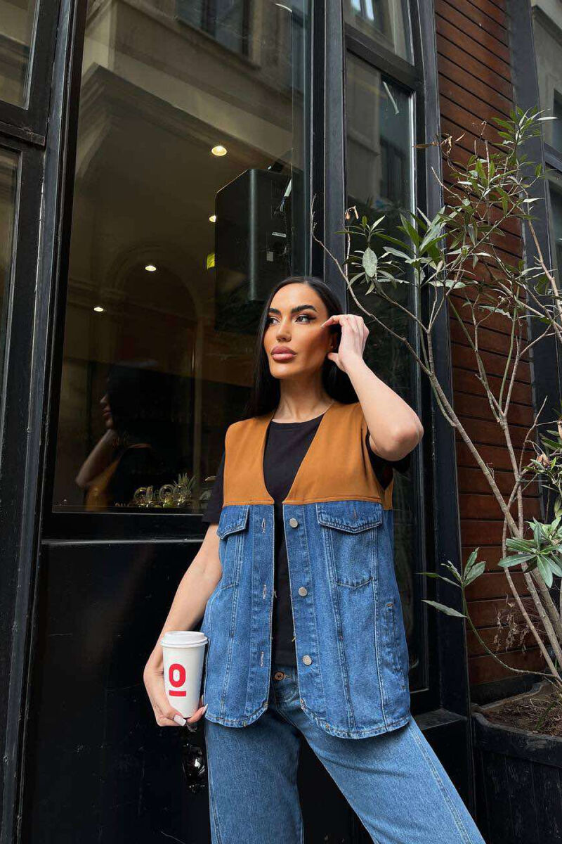 SEMI DENIM SIMPLE WOMEN VEST BROWN/KAFE - 7
