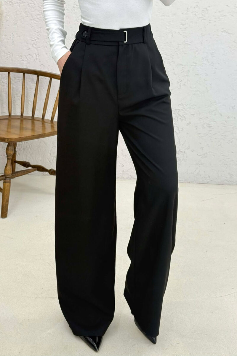 SEMI ELASTIC BELT WOMAN TROUSERS BLACK/ E ZEZE - 1