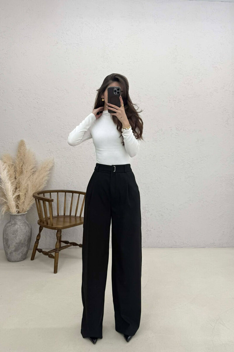 SEMI ELASTIC BELT WOMAN TROUSERS BLACK/ E ZEZE - 4