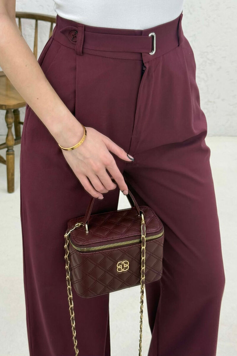 SEMI ELASTIC BELT WOMAN TROUSERS BURGUNDY/VISHNJE - 2