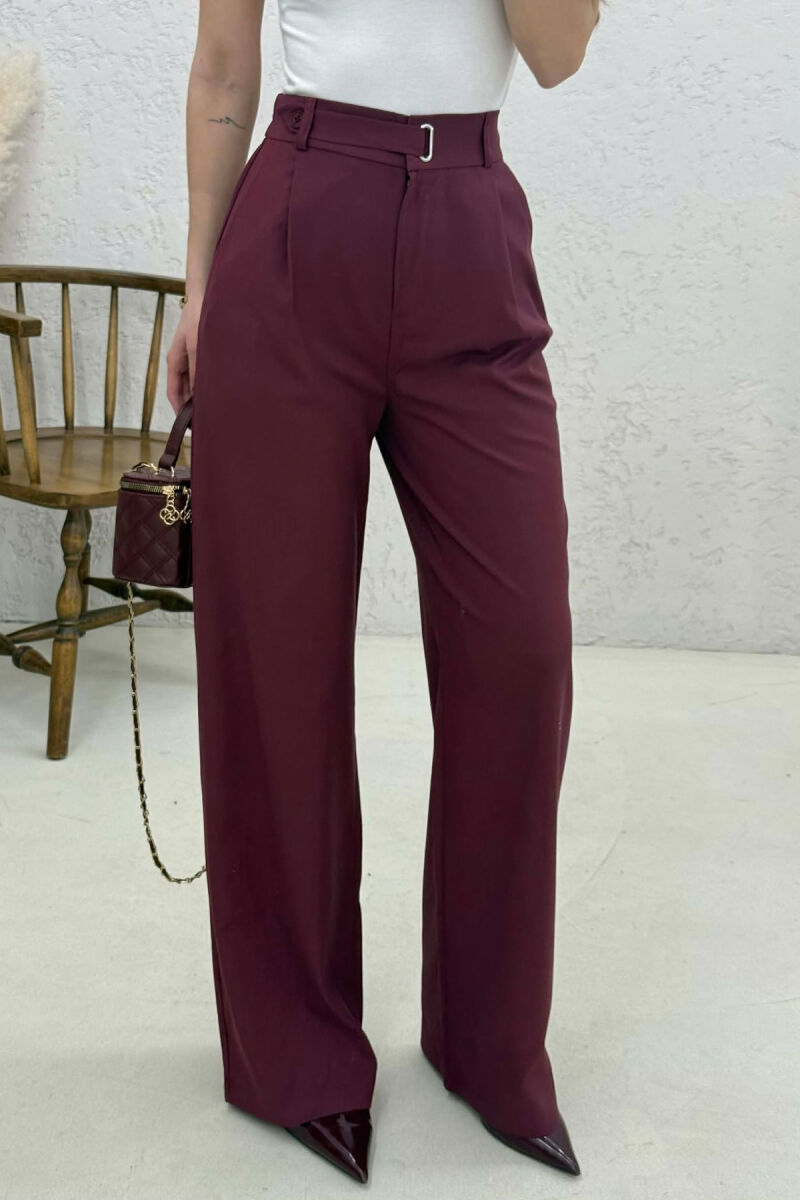 SEMI ELASTIC BELT WOMAN TROUSERS BURGUNDY/VISHNJE - 3