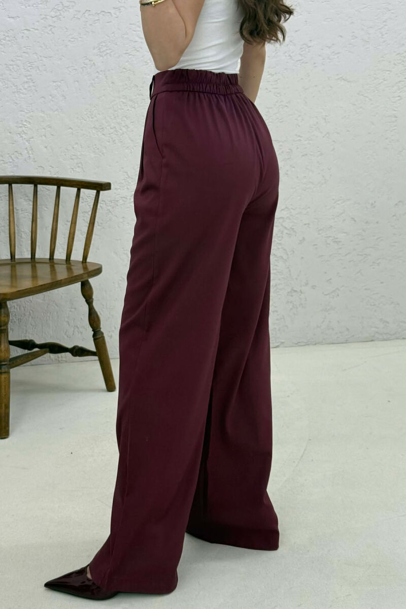 SEMI ELASTIC BELT WOMAN TROUSERS BURGUNDY/VISHNJE - 4