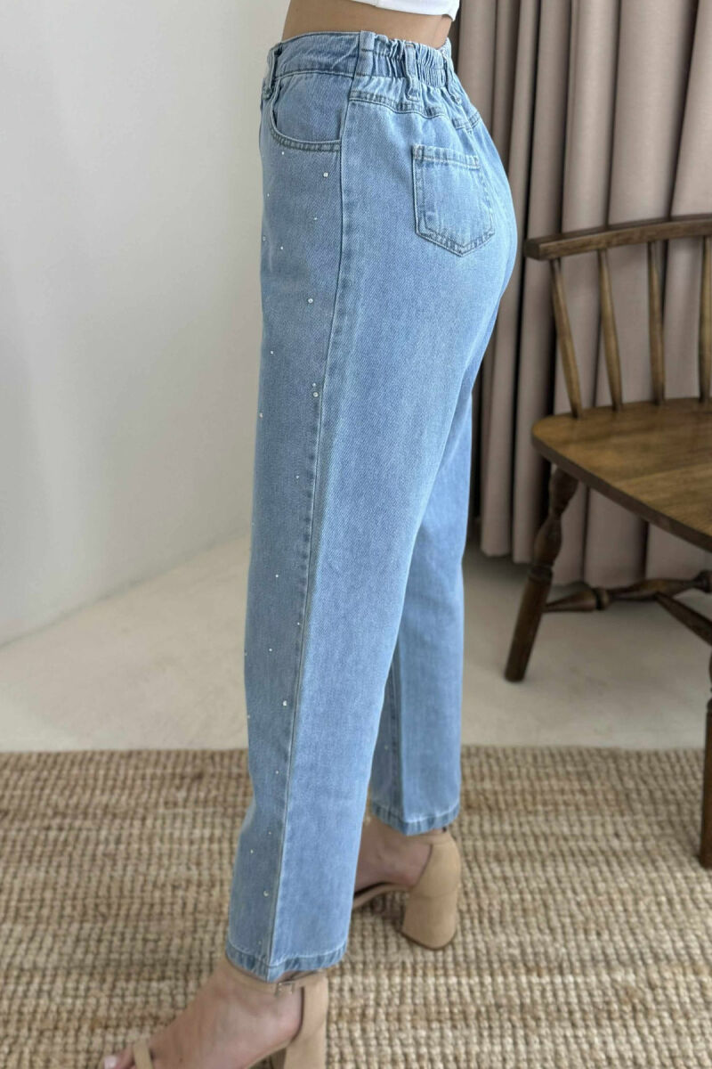 SEMI ELASTIC WAIST DIAMOND DETAILS WOMEN JEANS LIGHTBLUE/BZ - 4