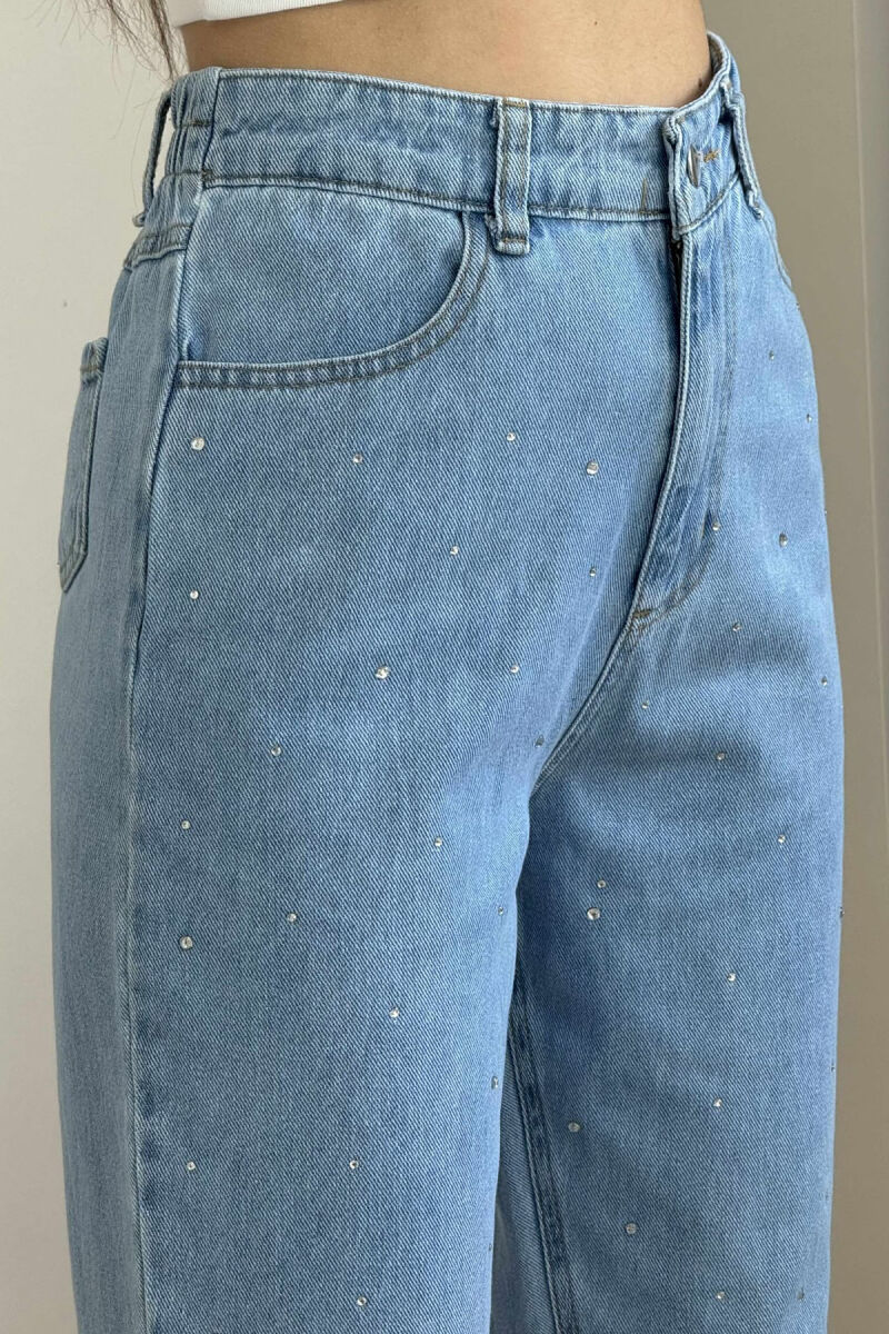SEMI ELASTIC WAIST DIAMOND DETAILS WOMEN JEANS LIGHTBLUE/BZ - 5