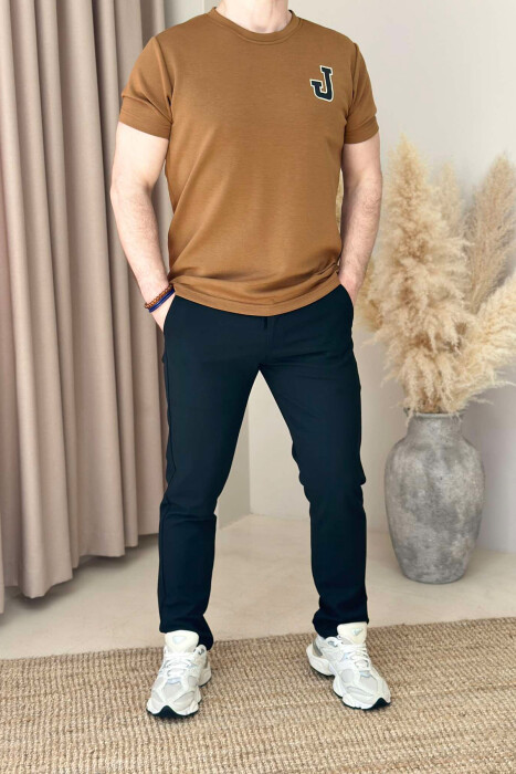 SEMI ELASTIC WAIST LACING DETAIL MEN PANTS BLACK/ E ZEZE 