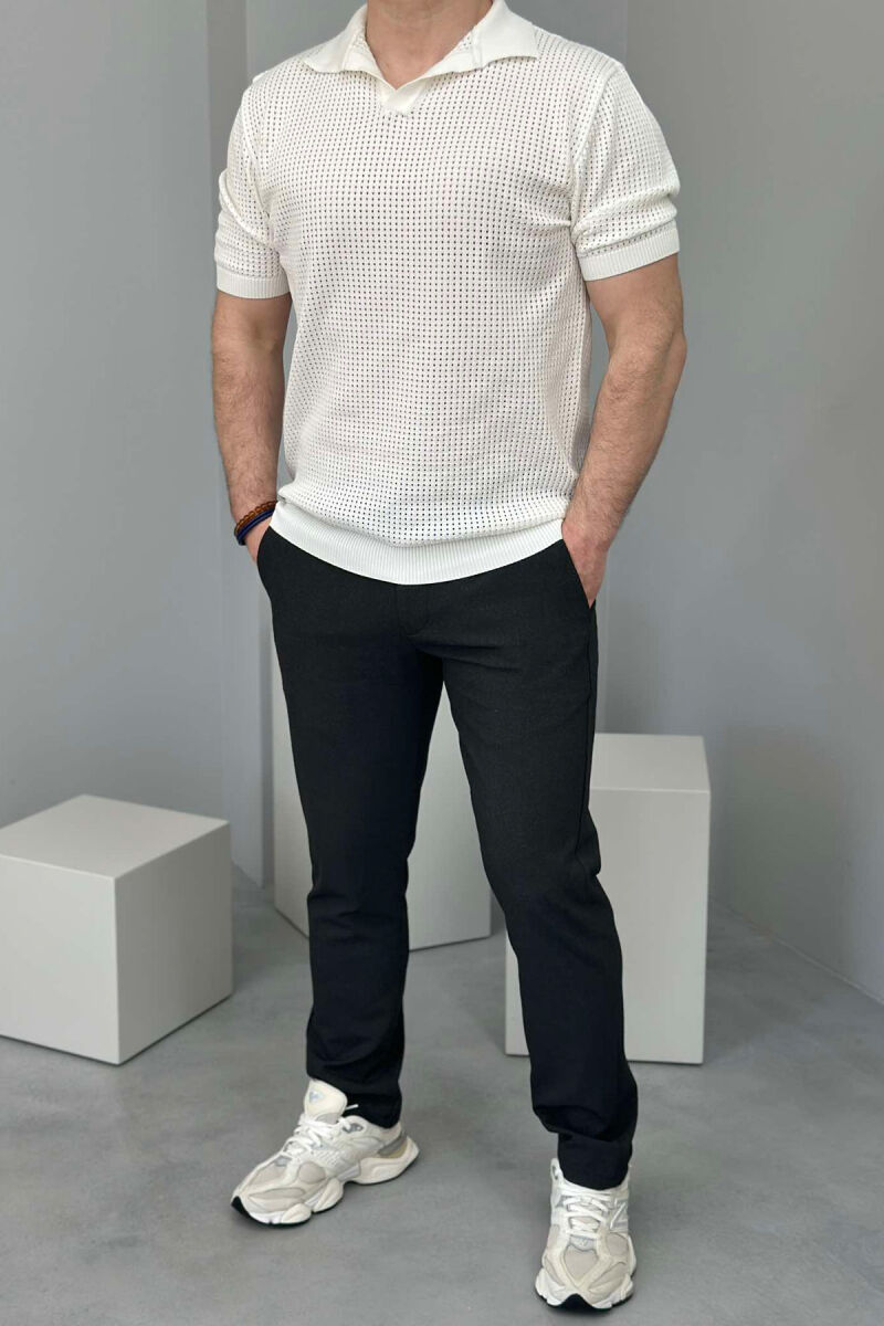 SEMI ELASTIC WAIST LACING DETAIL MEN PANTS DARK GREY/GEE - 1