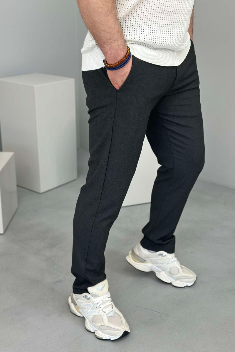 SEMI ELASTIC WAIST LACING DETAIL MEN PANTS DARK GREY/GEE - 2