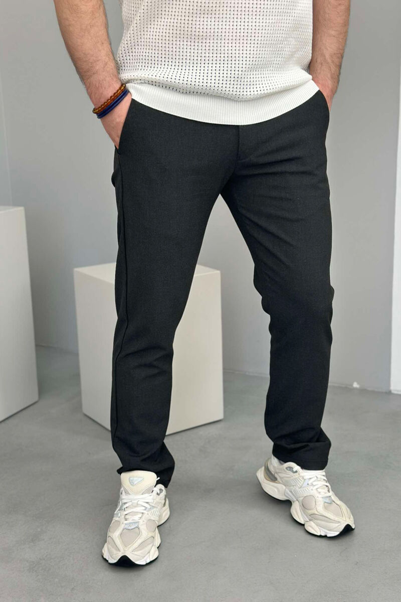 SEMI ELASTIC WAIST LACING DETAIL MEN PANTS DARK GREY/GEE - 3
