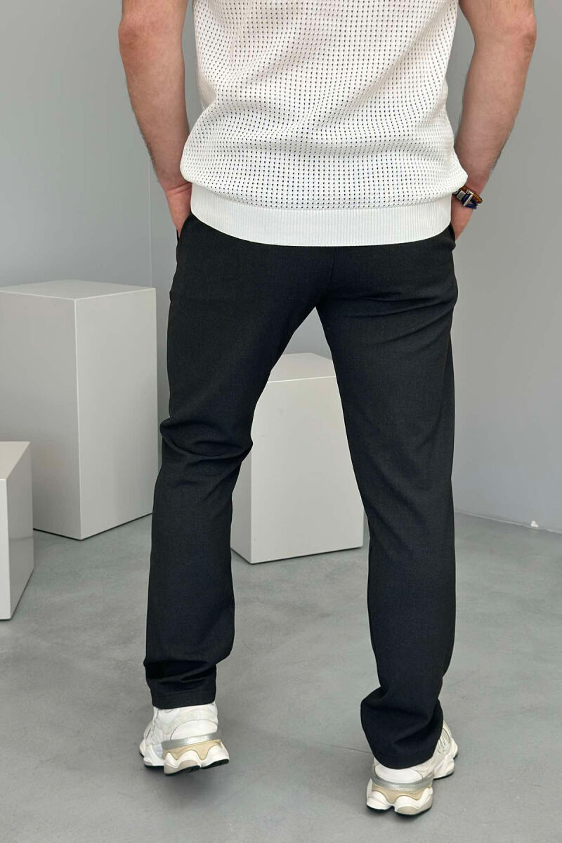 SEMI ELASTIC WAIST LACING DETAIL MEN PANTS DARK GREY/GEE - 4