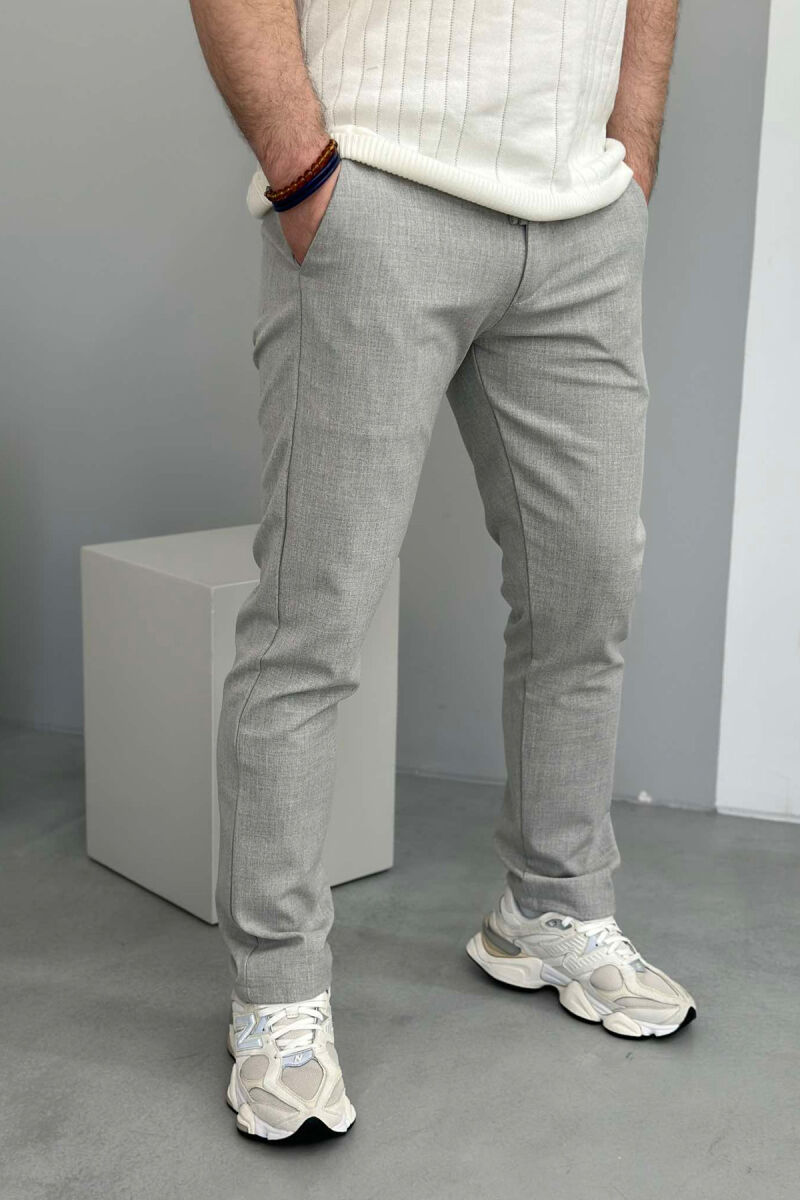 SEMI ELASTIC WAIST LACING DETAIL MEN PANTS LIGHT GREY/GZ - 2