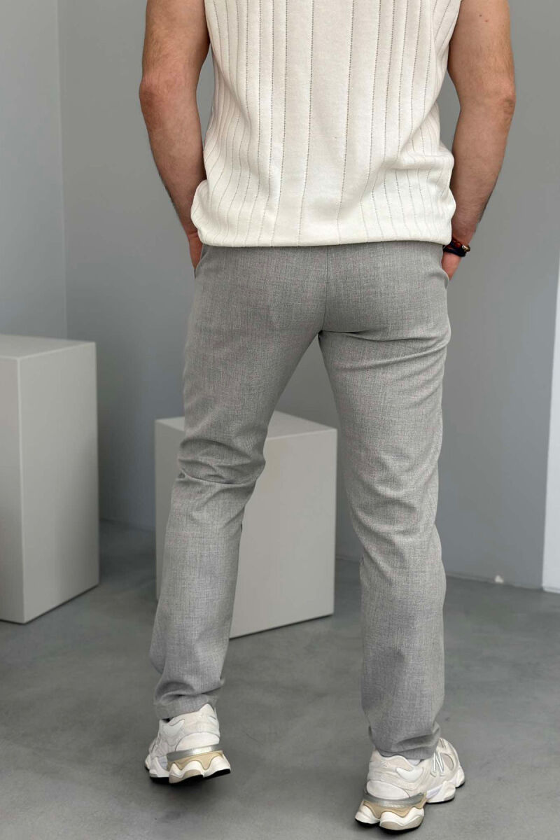 SEMI ELASTIC WAIST LACING DETAIL MEN PANTS LIGHT GREY/GZ - 3