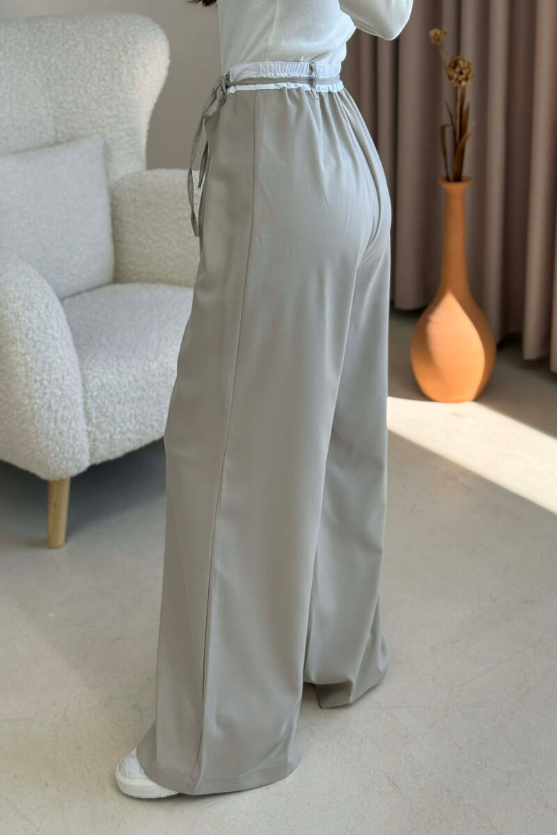 SEMI ELASTIC WAIST & LACING WOMEN TROUSERS BEIGE/BEZHE - 9