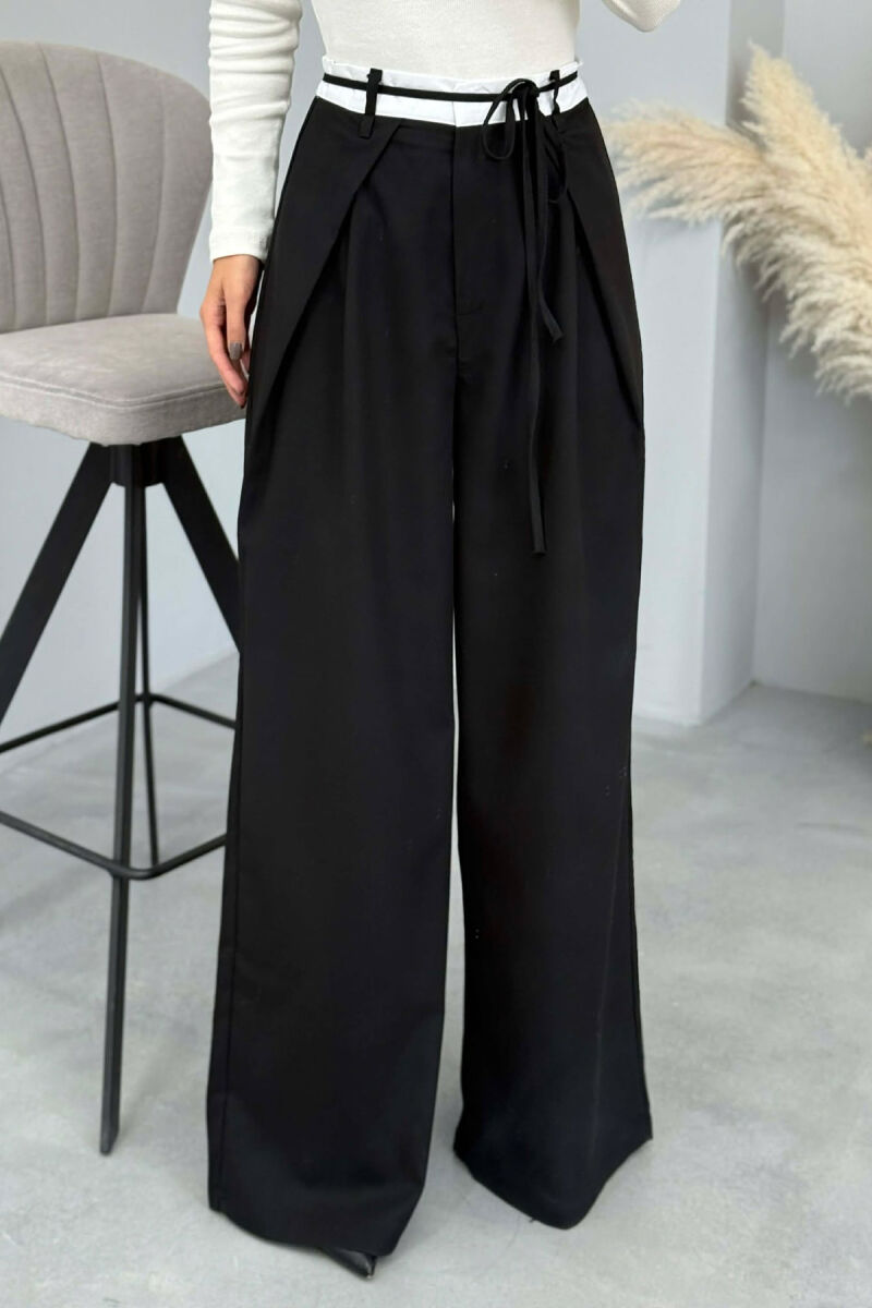 SEMI ELASTIC WAIST & LACING WOMEN TROUSERS BLACK/ E ZEZE - 2