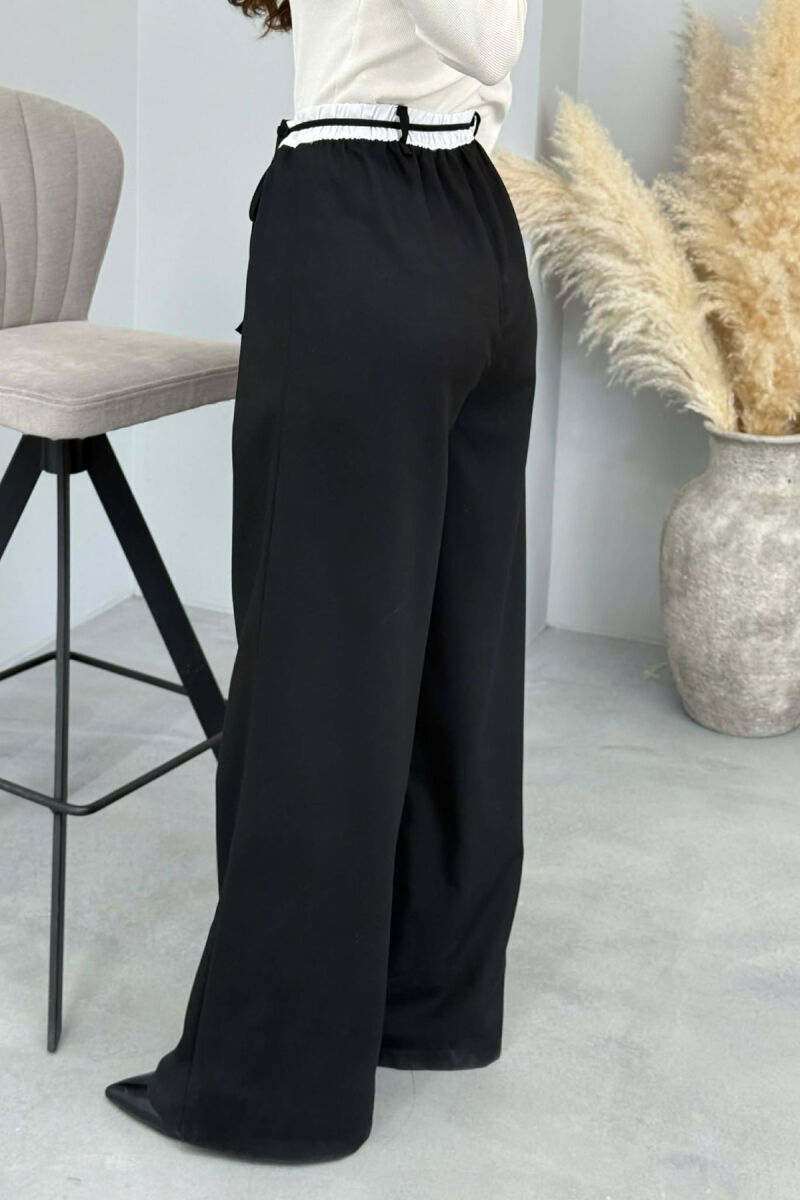 SEMI ELASTIC WAIST & LACING WOMEN TROUSERS BLACK/ E ZEZE - 3