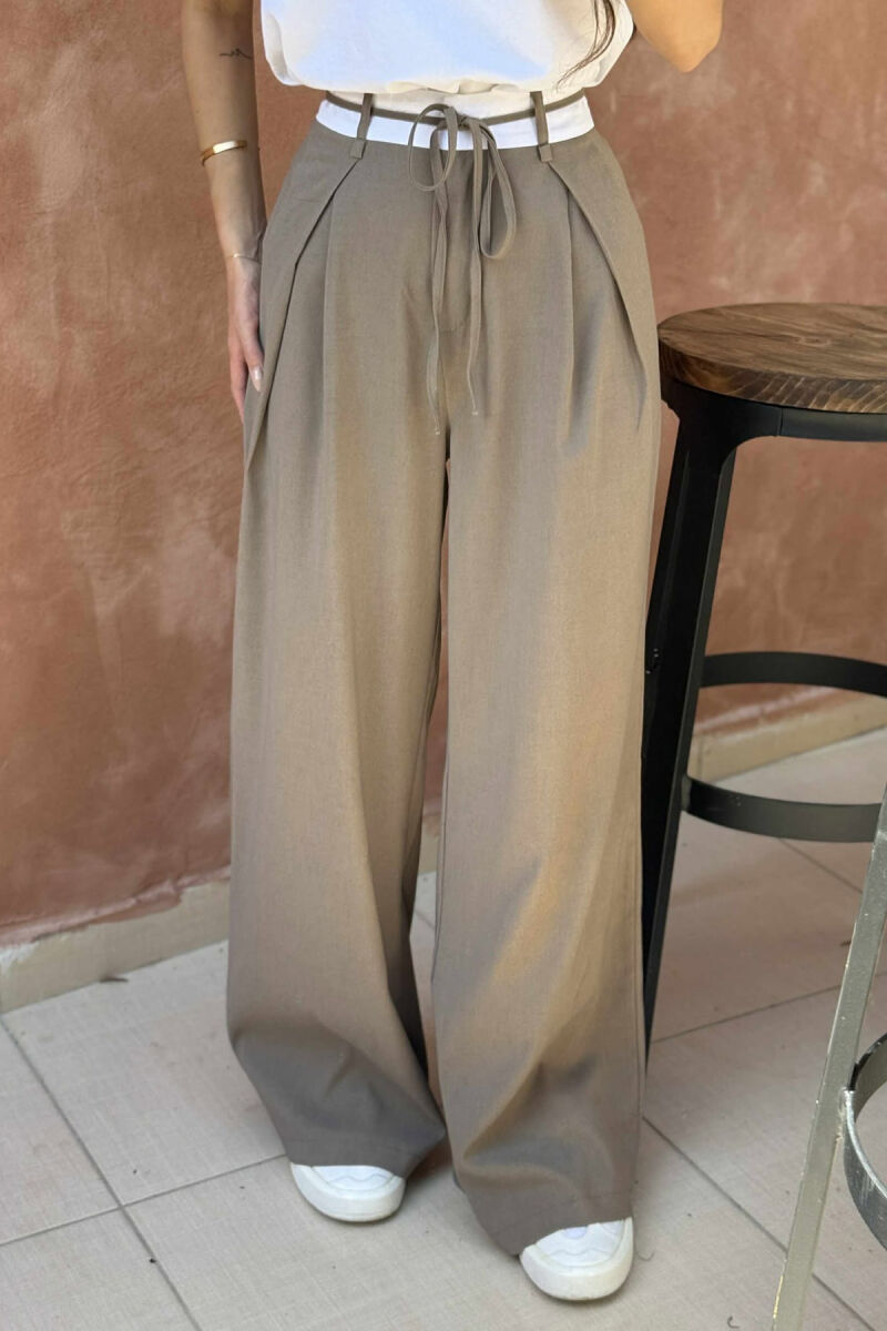 SEMI ELASTIC WAIST & LACING WOMEN TROUSERS OLIVE/ULLI - 8