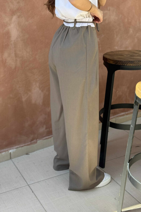 SEMI ELASTIC WAIST & LACING WOMEN TROUSERS OLIVE/ULLI - 9